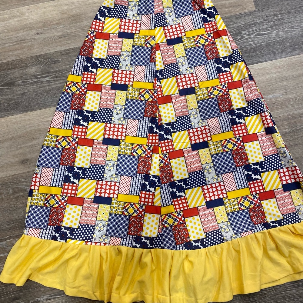 Vintage Patchwork Print Maxi Skirt - image 3